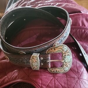 Nocona Black and Gold Western Belt